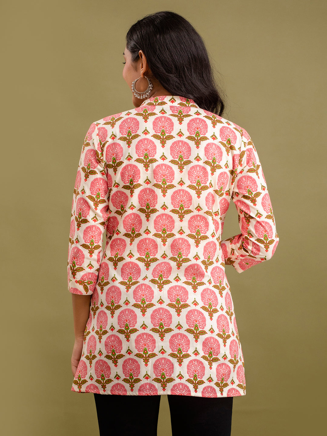 Floral Printed Pure Cotton Pleated A-Line Kurti FRKT6222