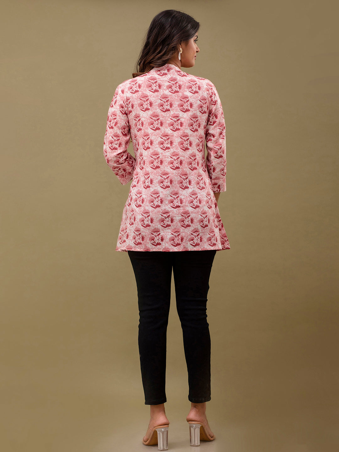 Floral Printed Pure Cotton Pleated A-Line Kurti FRKT6233