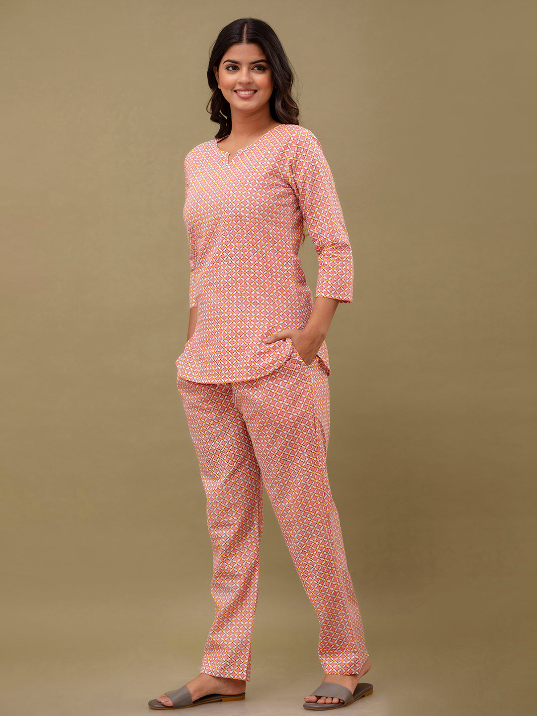 Floral Printed Pure Cotton Night Suits FRLW9042