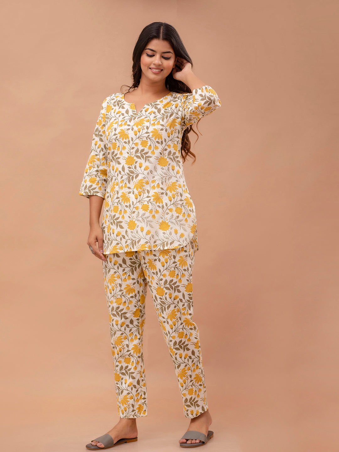 Floral Printed Pure Cotton Night Suits FRLW9046