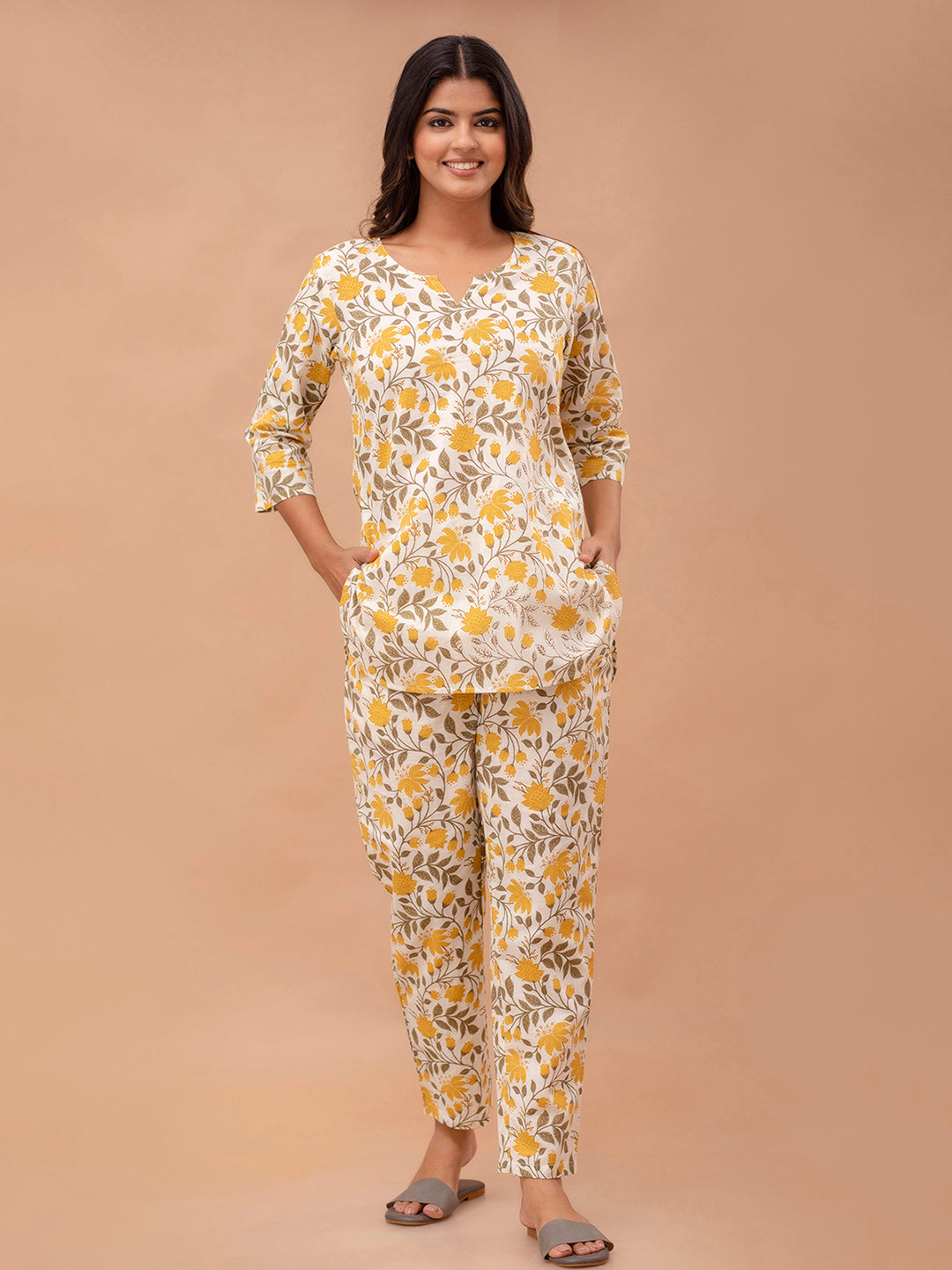 Floral Printed Pure Cotton Night Suits FRLW9046