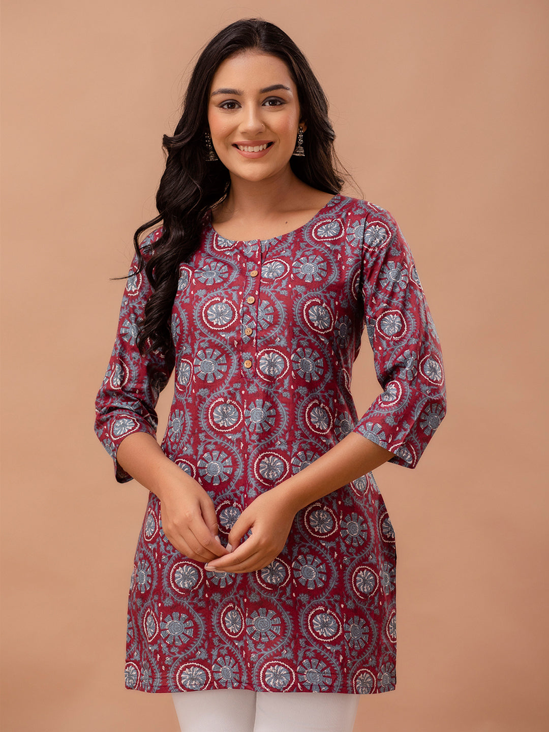 Ethnic Motifs Printed Pure Cotton Kurti FRKT6258