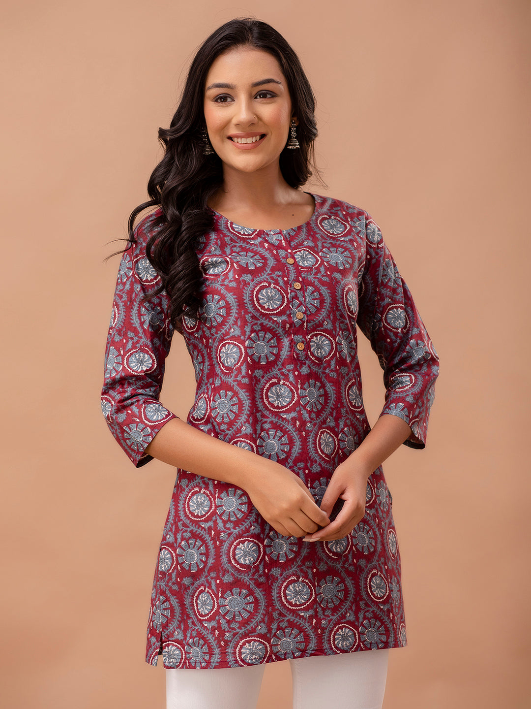 Ethnic Motifs Printed Pure Cotton Kurti FRKT6258