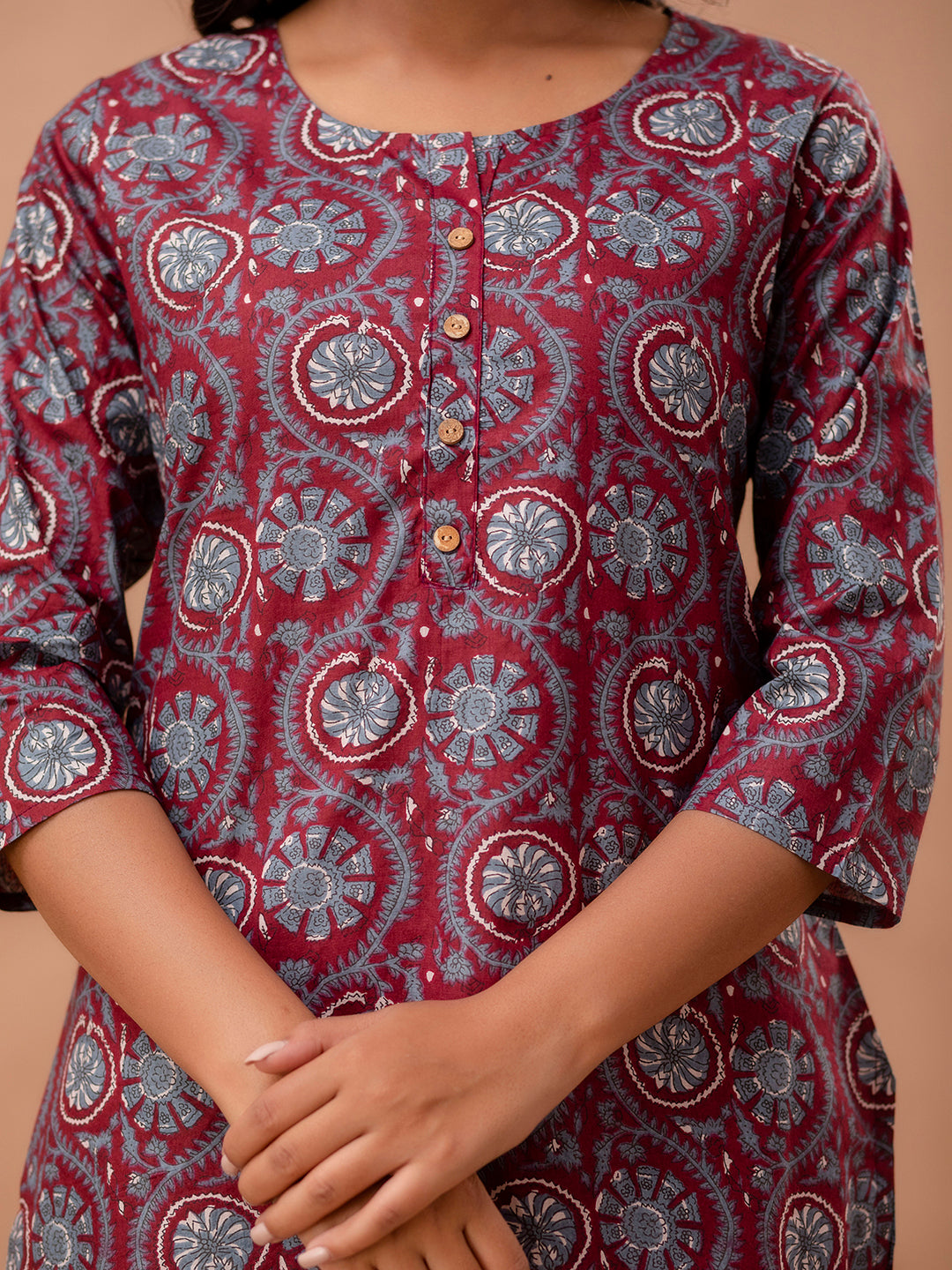 Ethnic Motifs Printed Pure Cotton Kurti FRKT6258