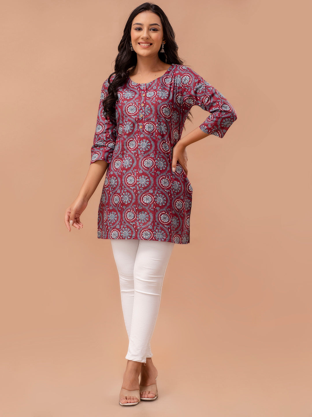 Ethnic Motifs Printed Pure Cotton Kurti FRKT6258