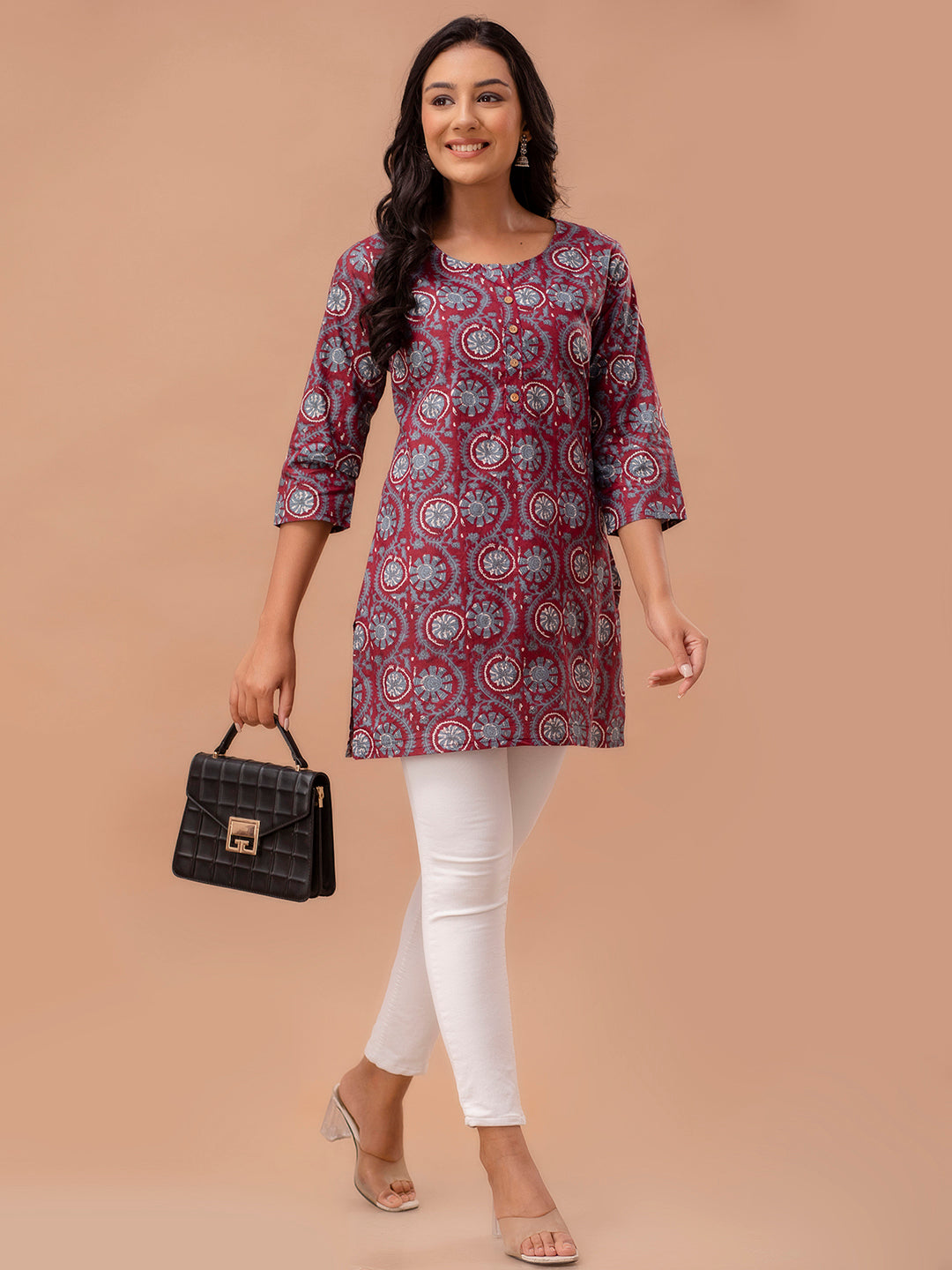 Ethnic Motifs Printed Pure Cotton Kurti FRKT6258