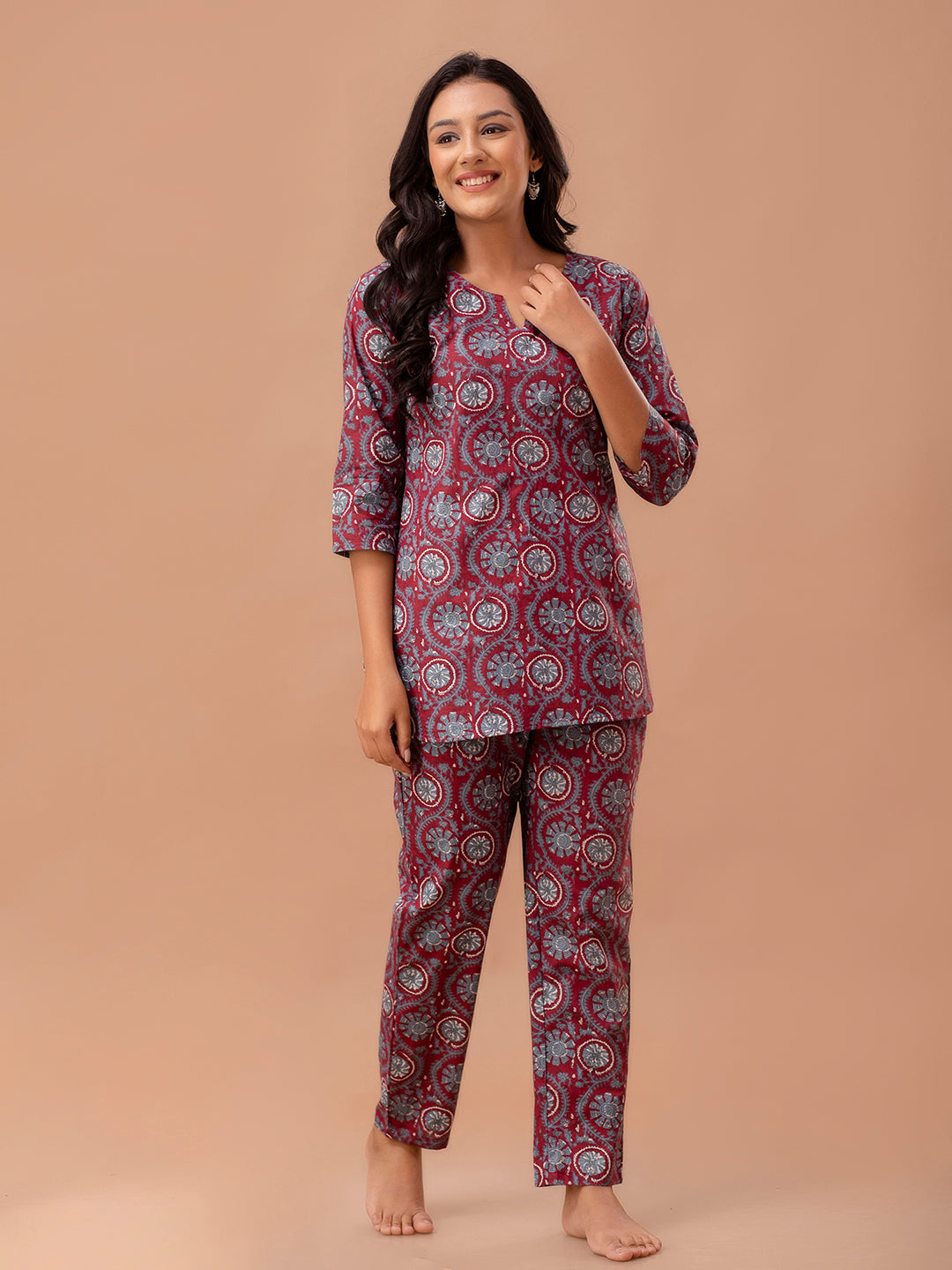 Floral Printed Pure Cotton Night Suits FRLW9038