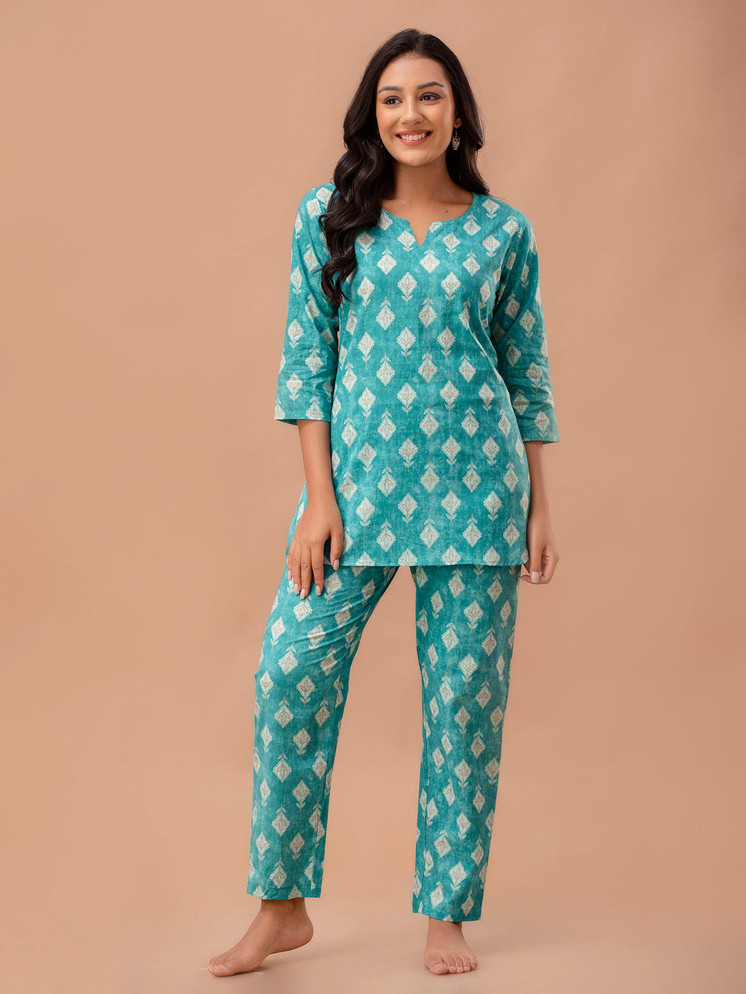 Floral Printed Pure Cotton Night Suits FRLW9040