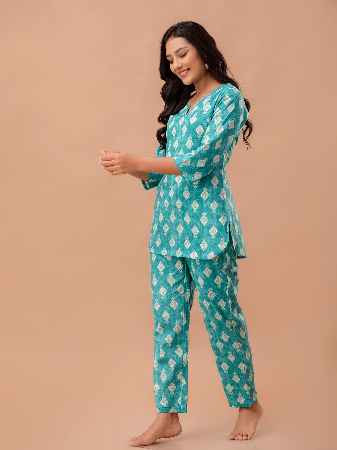 Floral Printed Pure Cotton Night Suits FRLW9040