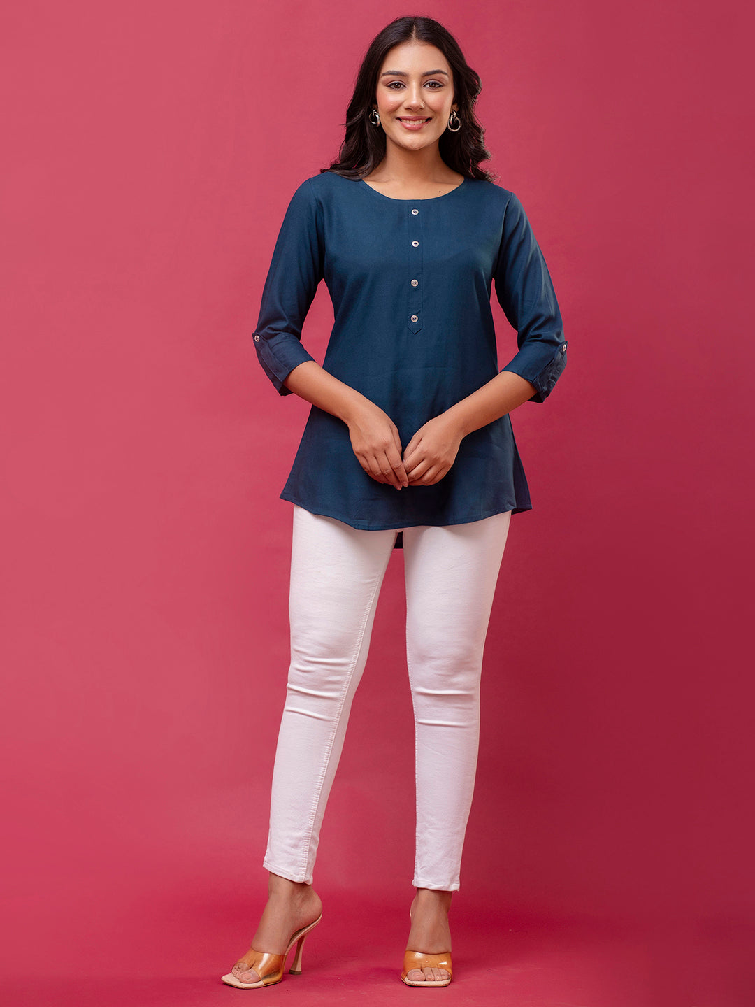 Feranoid Plain short kurti Rayon Sia FRKT6382