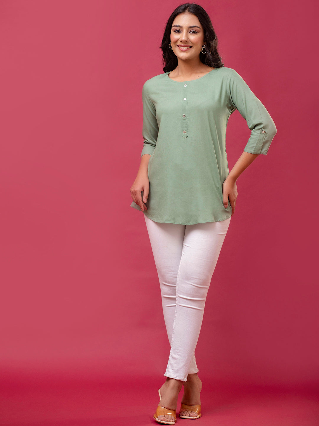Feranoid Plain short kurti Rayon Sia FRKT6391