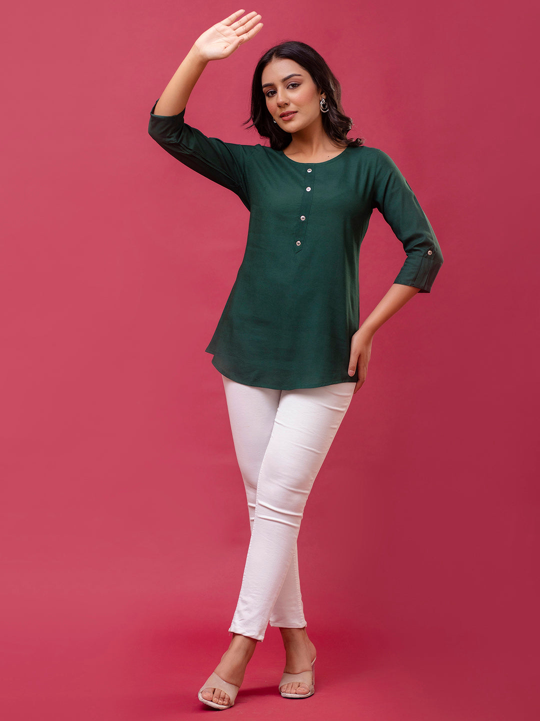 Feranoid Plain short kurti Rayon Sia FRKT6394