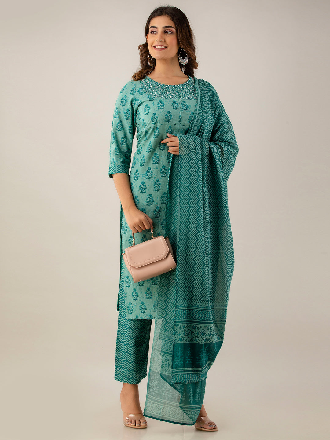Women Kurta Pant Dupatta Set FRKT6725