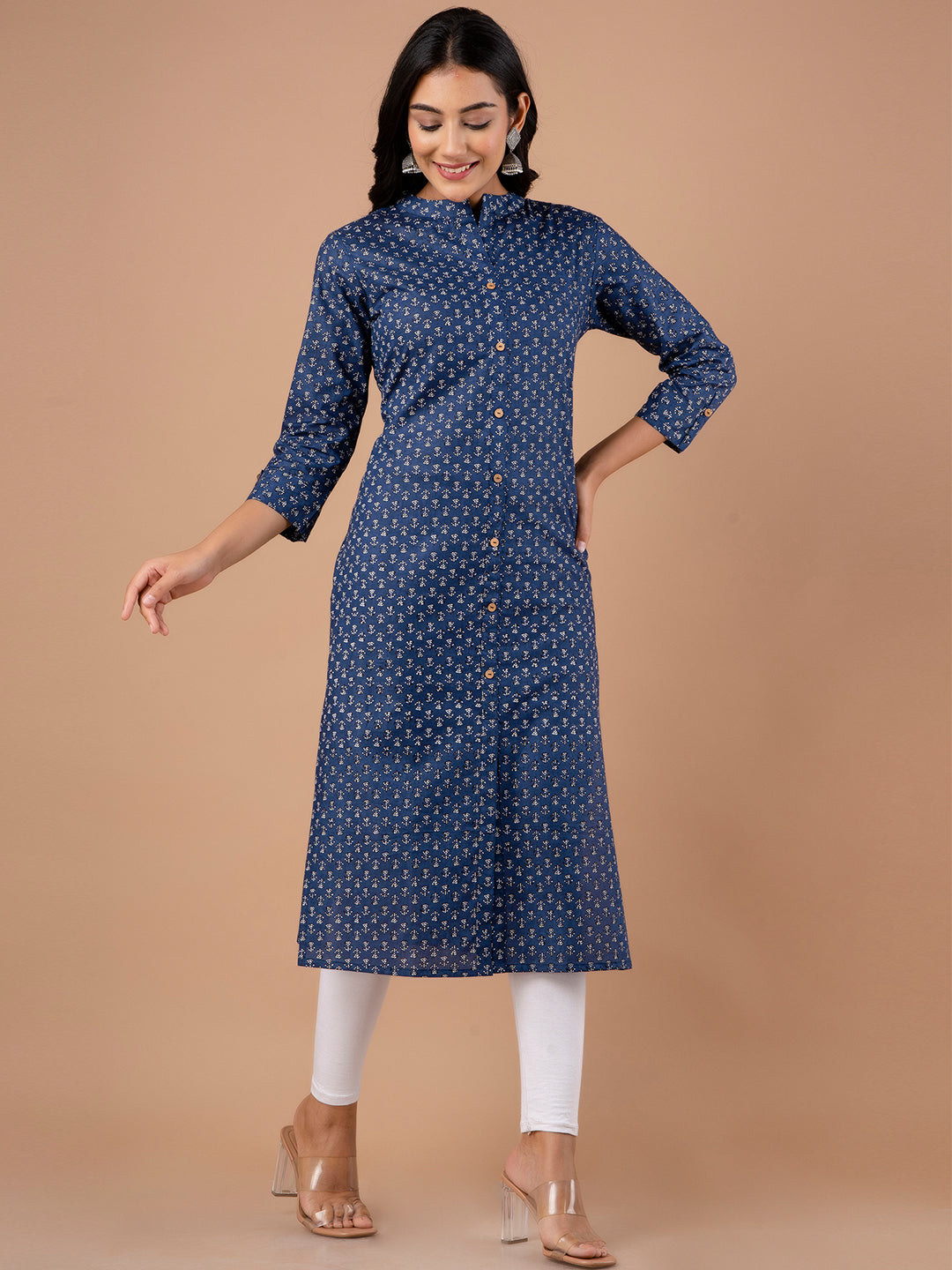 Ethnic Motifs Block Print Cotton Kurta FRKT6118