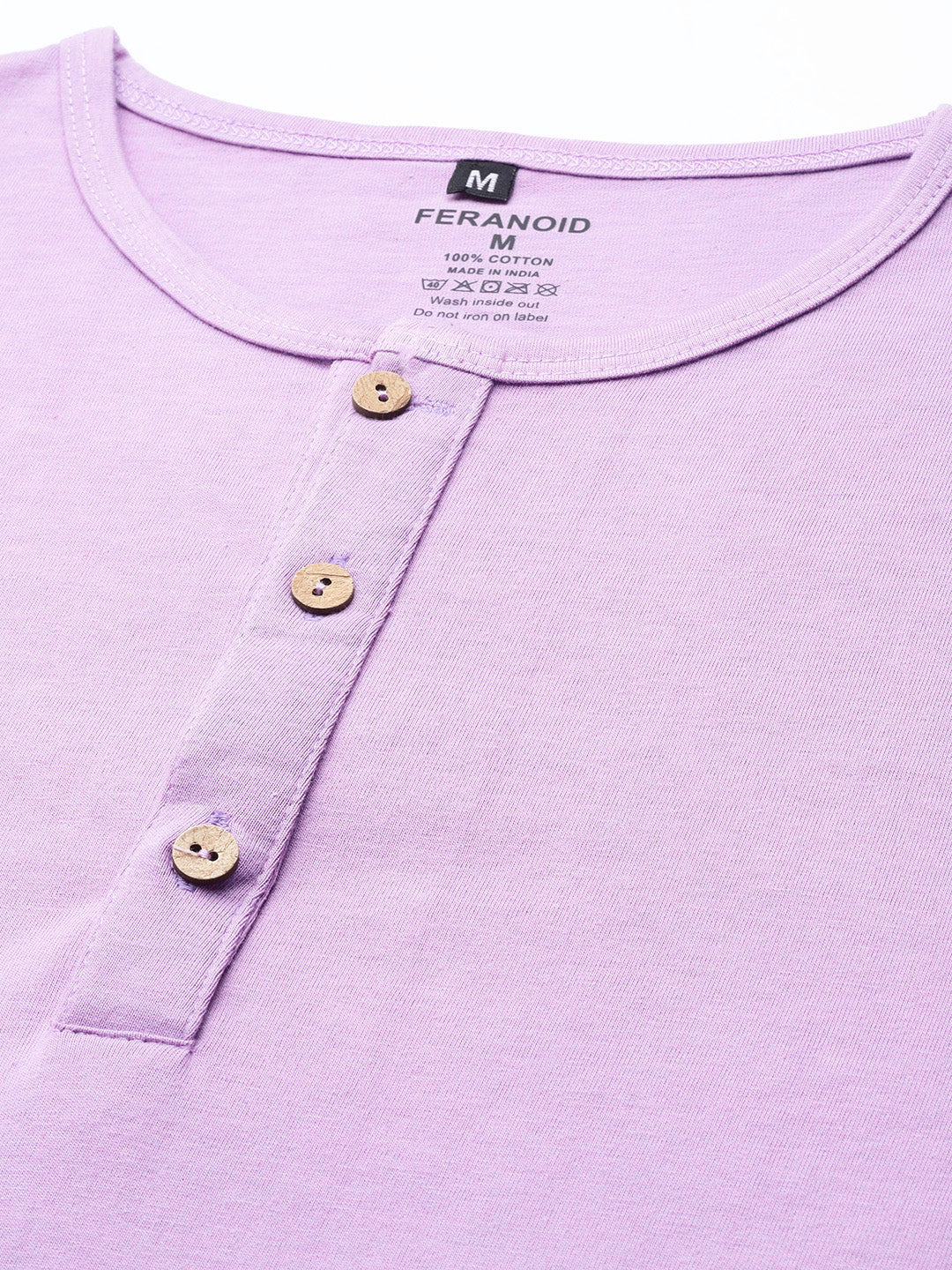 Plain Purple Henley Full Sleeves T-Shirt