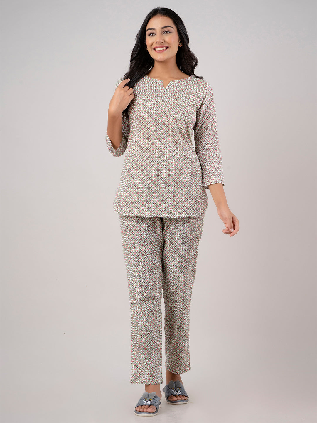 Floral Printed Pure Cotton Night Suits FRLW9022