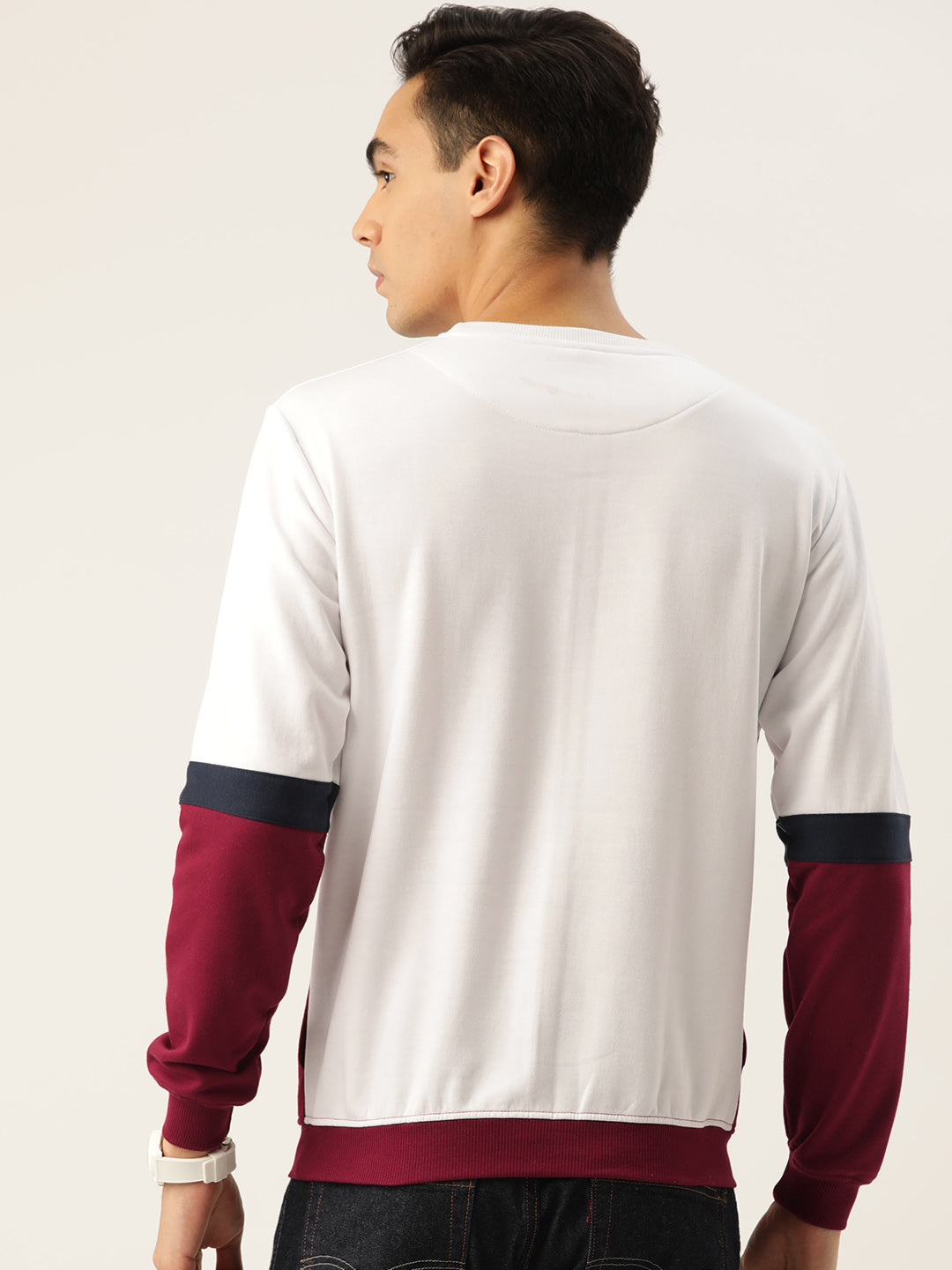 COLOR BLOCK  WHITE BLUE MAROON SWEATSHIRT