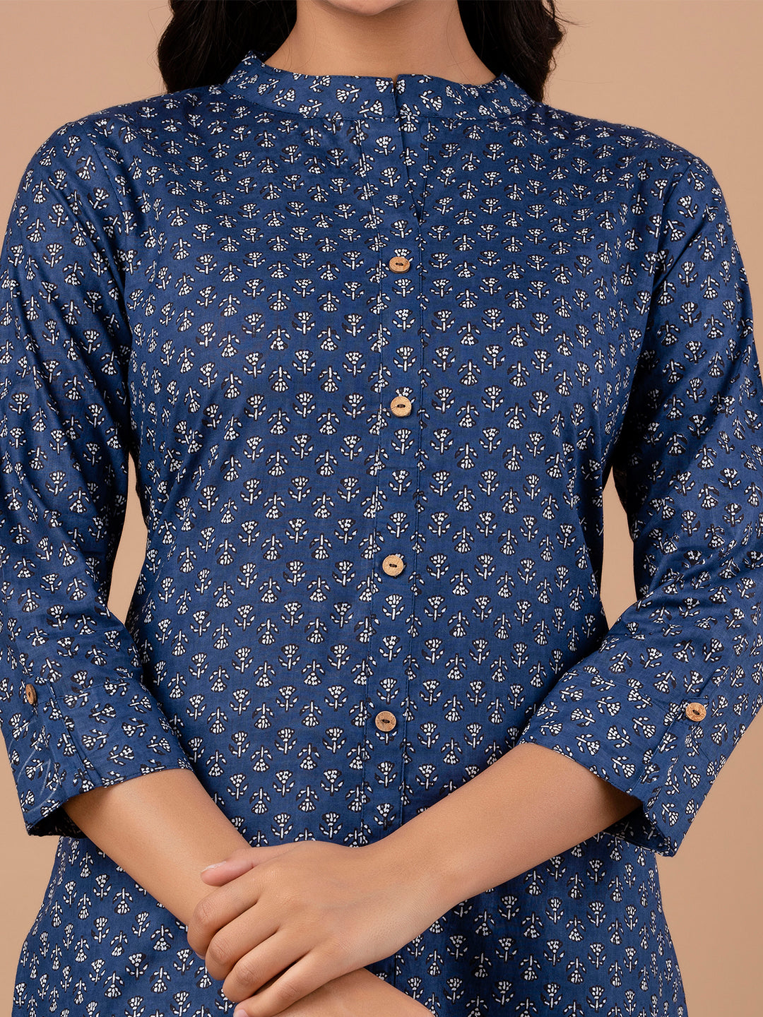 Ethnic Motifs Block Print Cotton Kurta FRKT6118