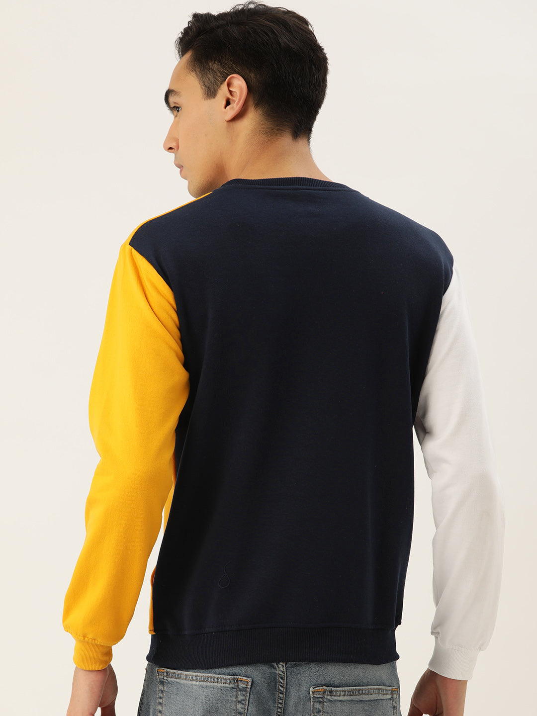 COLOR BLOCK WHITE BLUE MUSTARD SWEATSHIRT