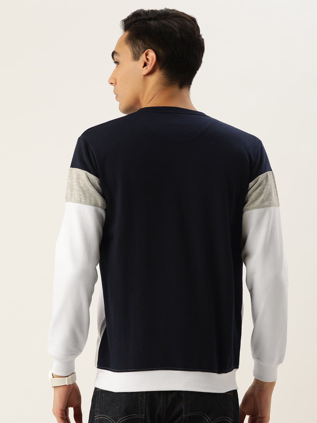 COLOR BLOCK BLUE GREY WHITE SWEATSHIRT