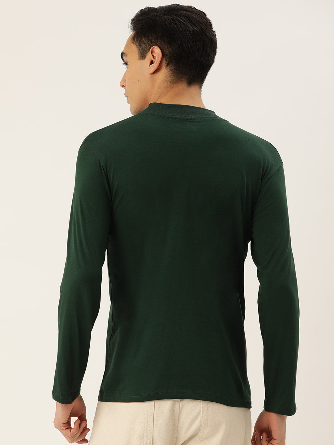 Men Green High Neck Bio Finish T-Shirt