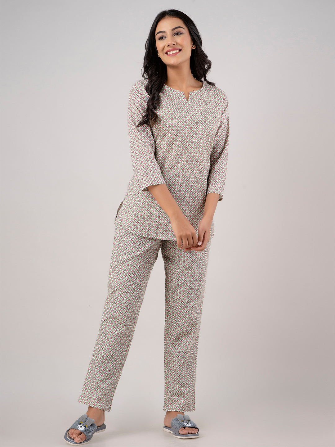 Floral Printed Pure Cotton Night Suits FRLW9022