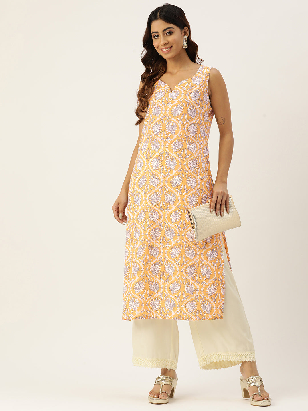 V-Neck Long Kurti FRKT6355
