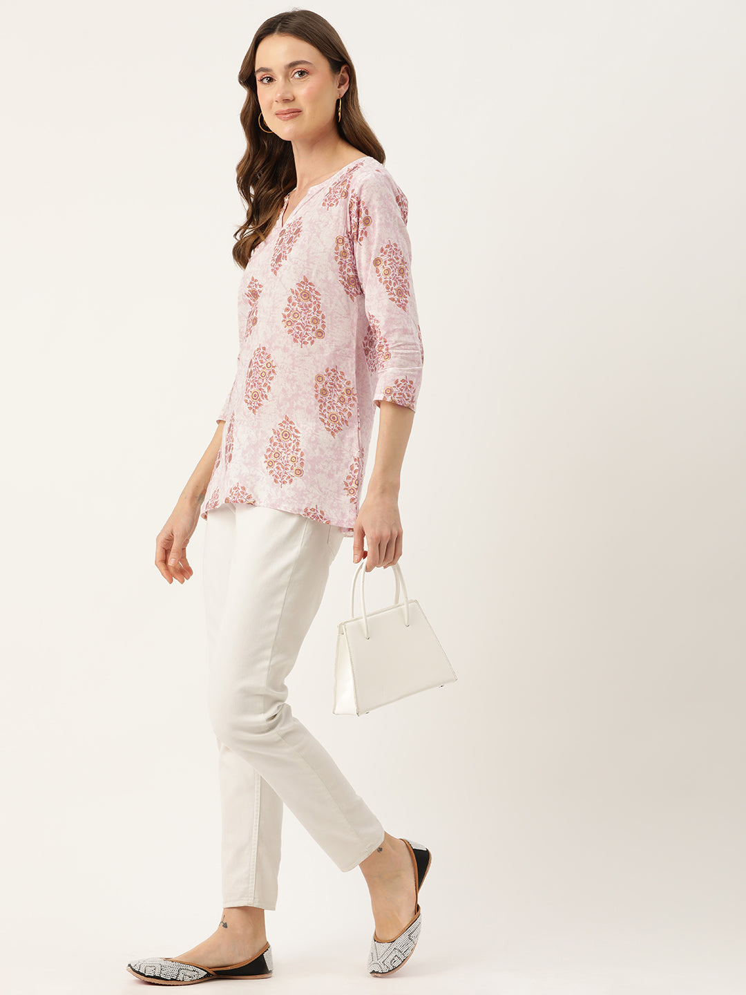 Feranoid Big V-Neck Kurti FRKT6412