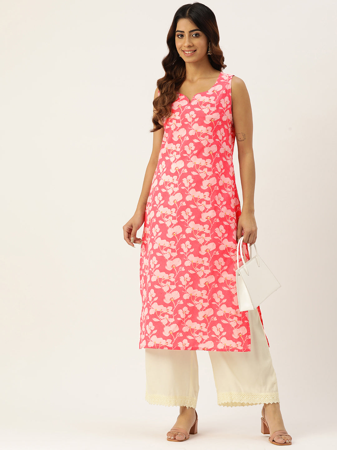 V-Neck Long KurtiFRKT6350