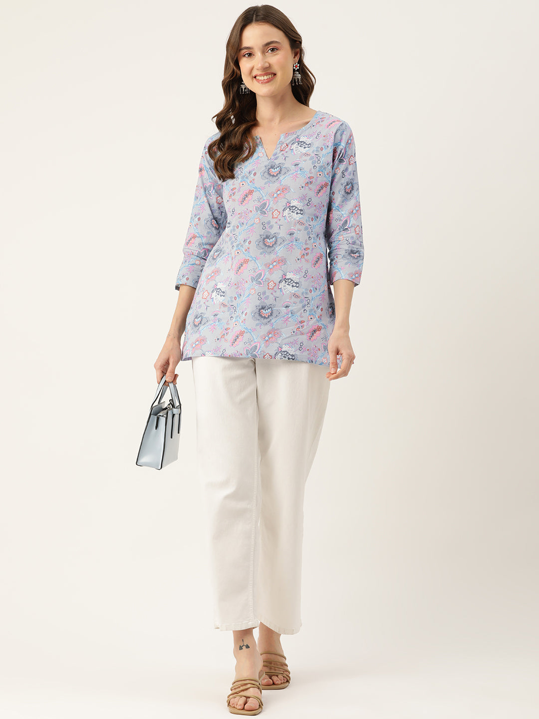 Feranoid Big V-Neck Kurti FRKT6400