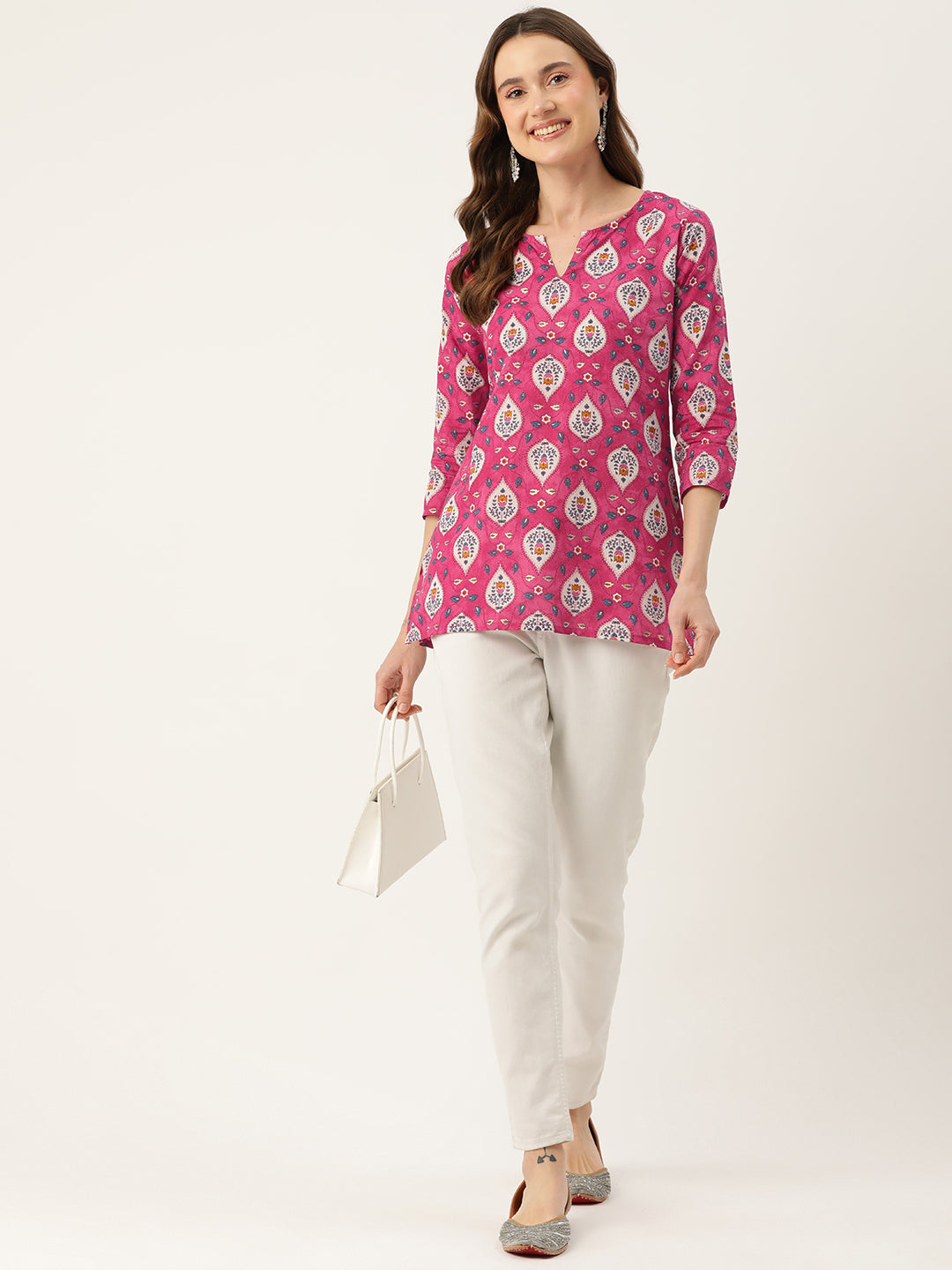 Feranoid Big V-Neck Kurti FRKT6408
