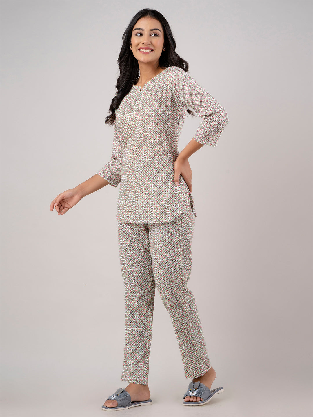 Floral Printed Pure Cotton Night Suits FRLW9022