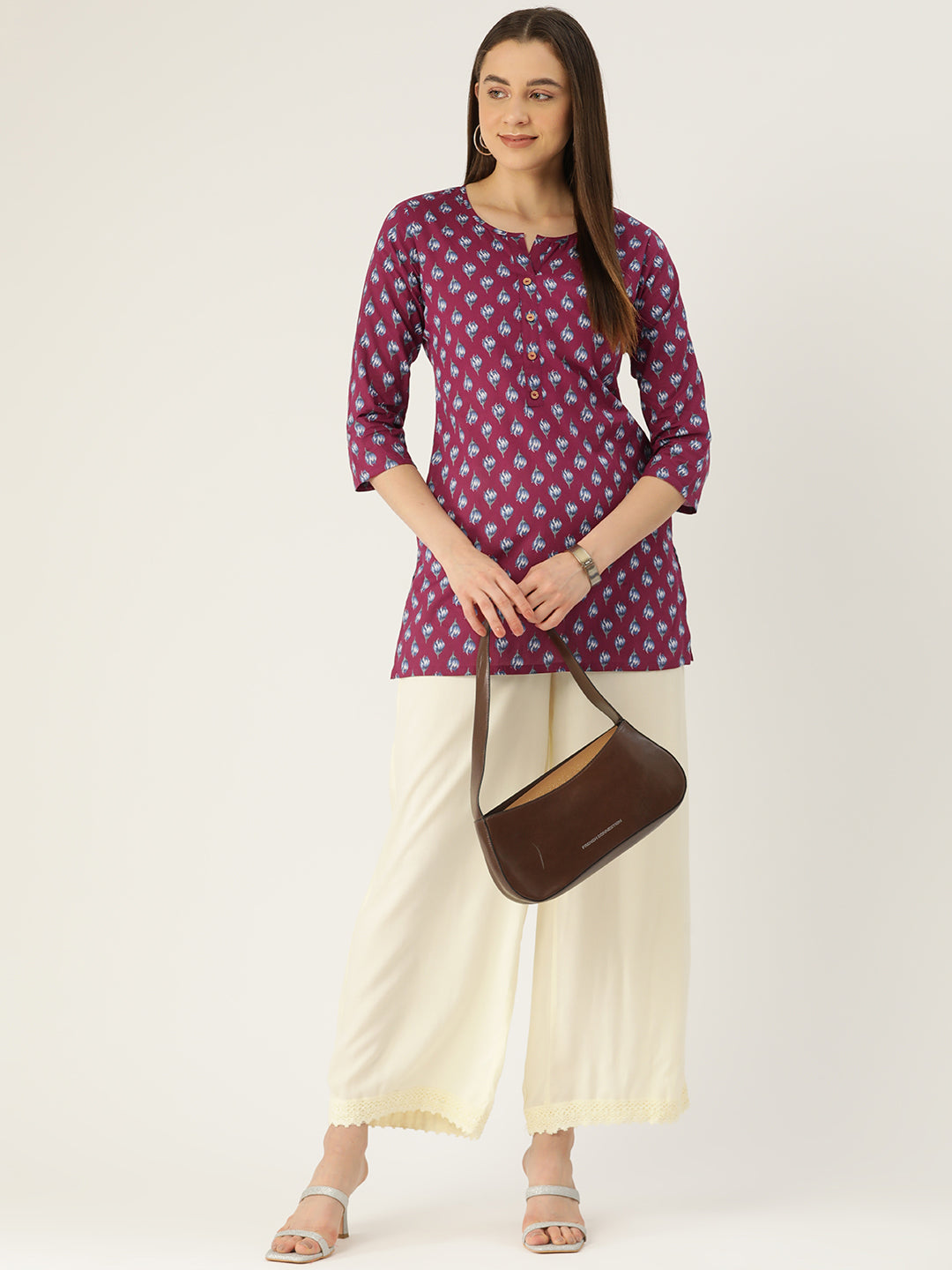 Floral Print 4 Button Straight Kurti FRKT6470