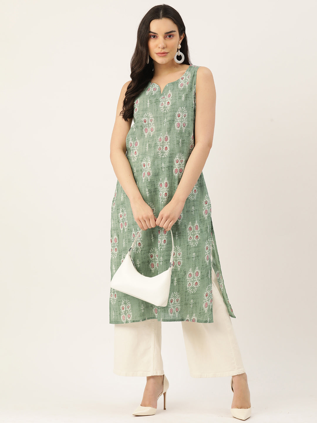 V-Neck Long Kurti FRKT6354