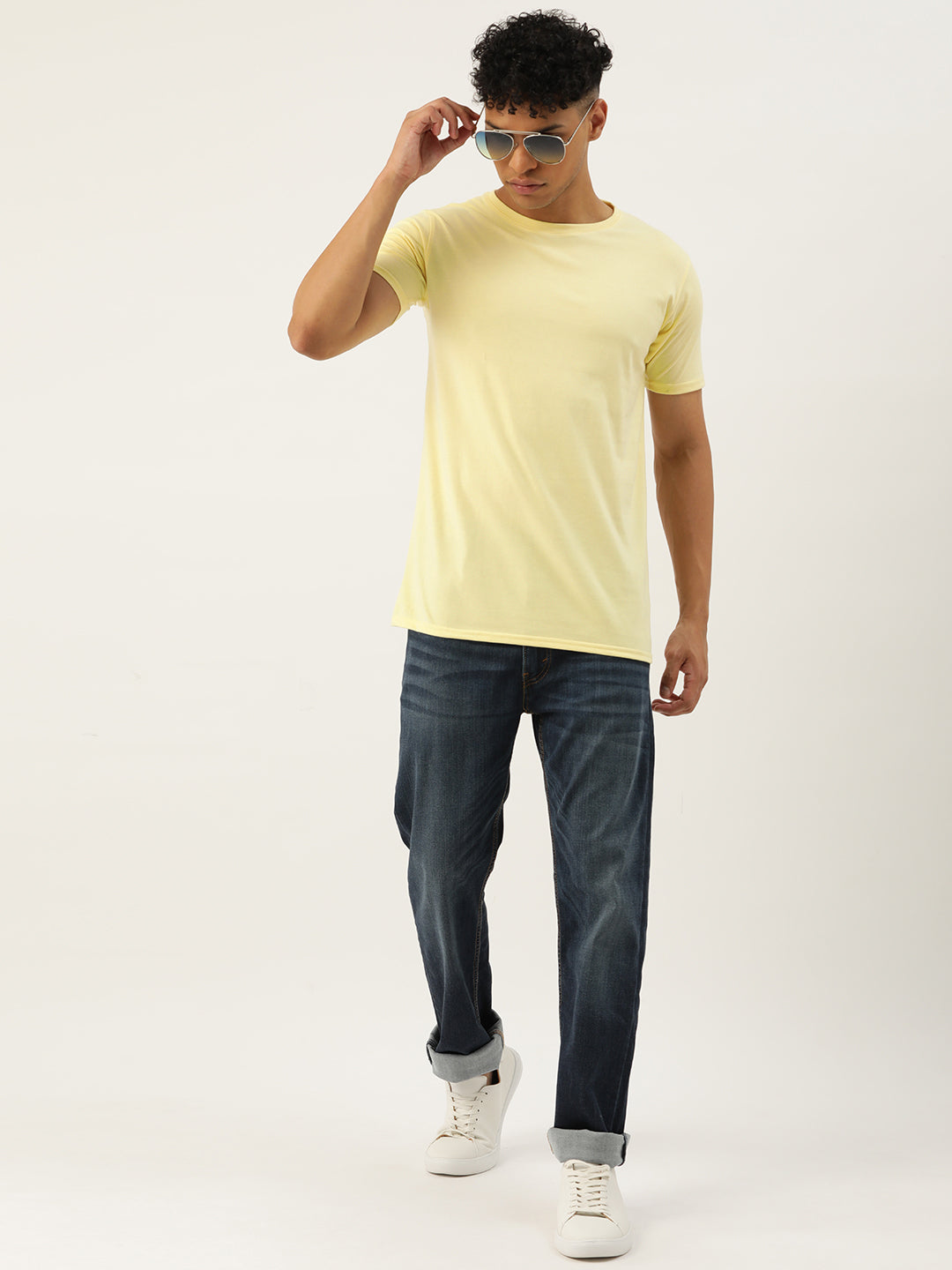Plain Lemon Yellow Half Sleeves T-Shirt