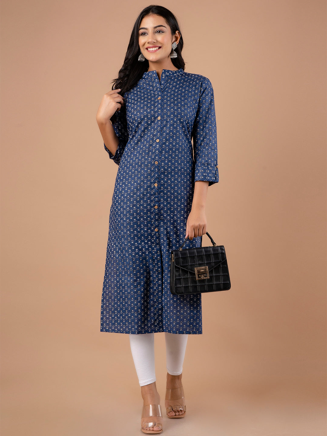 Ethnic Motifs Block Print Cotton Kurta FRKT6118