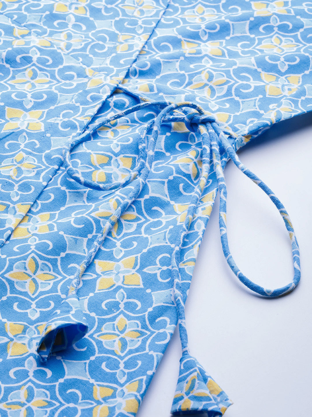 Floral Print Angrakha 3\4 Sleeves Flared Kurti FRKT6480