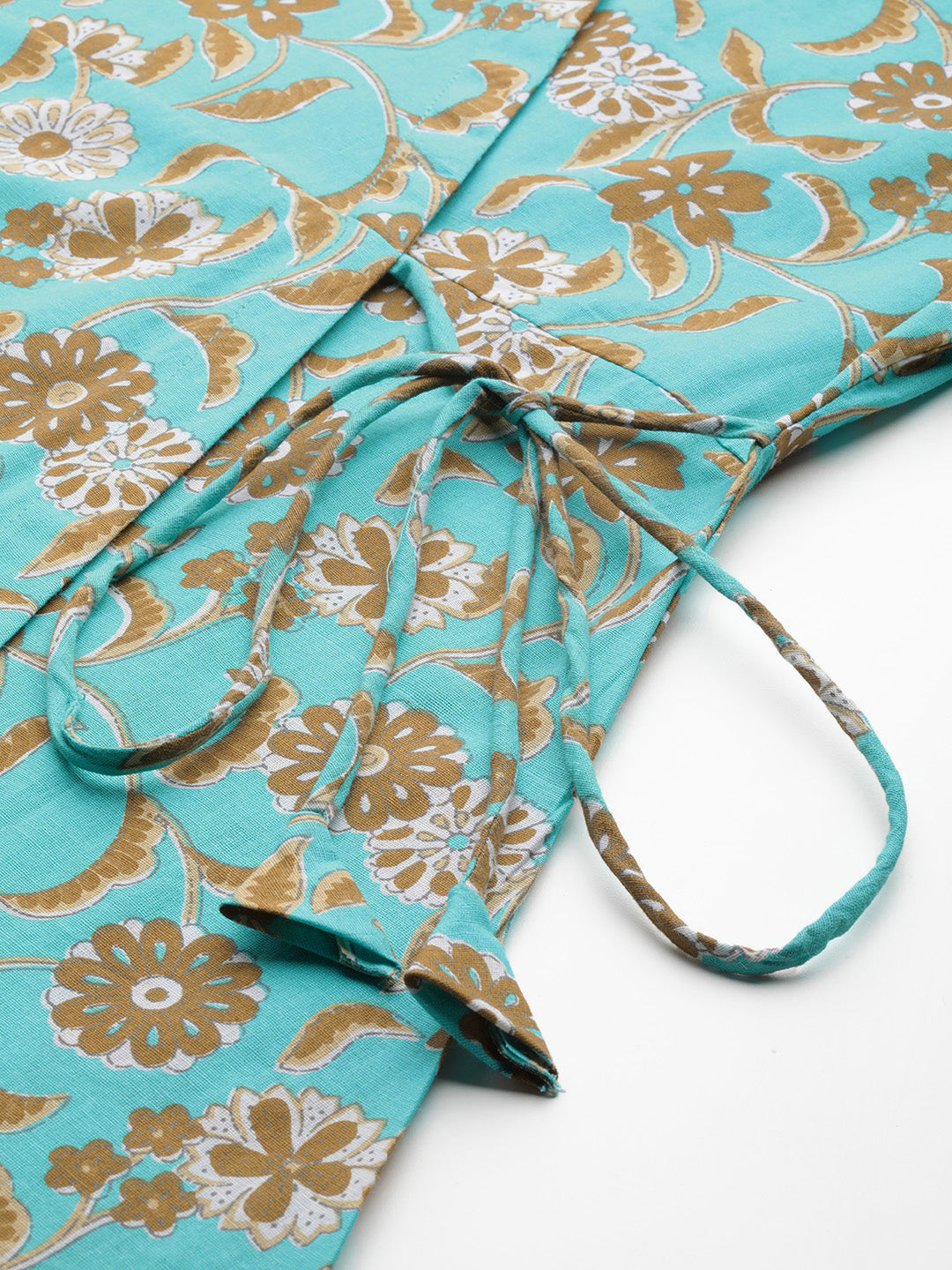 Floral Print Angrakha 3\4 Sleeves Flared Kurti FRKT6484