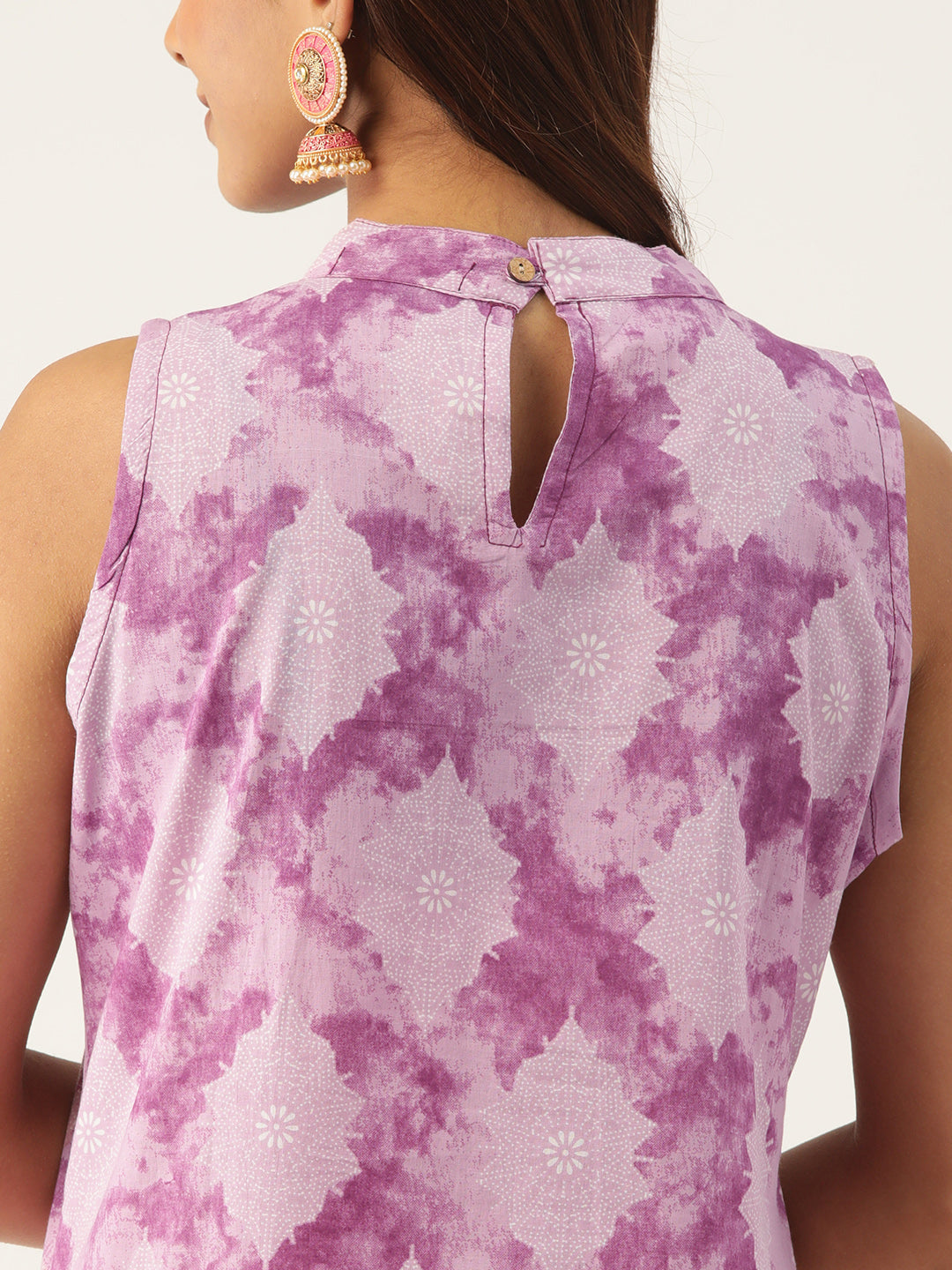 Feranoid Cotton Printed Sleeveless Straight Long Kurti FRKT6328