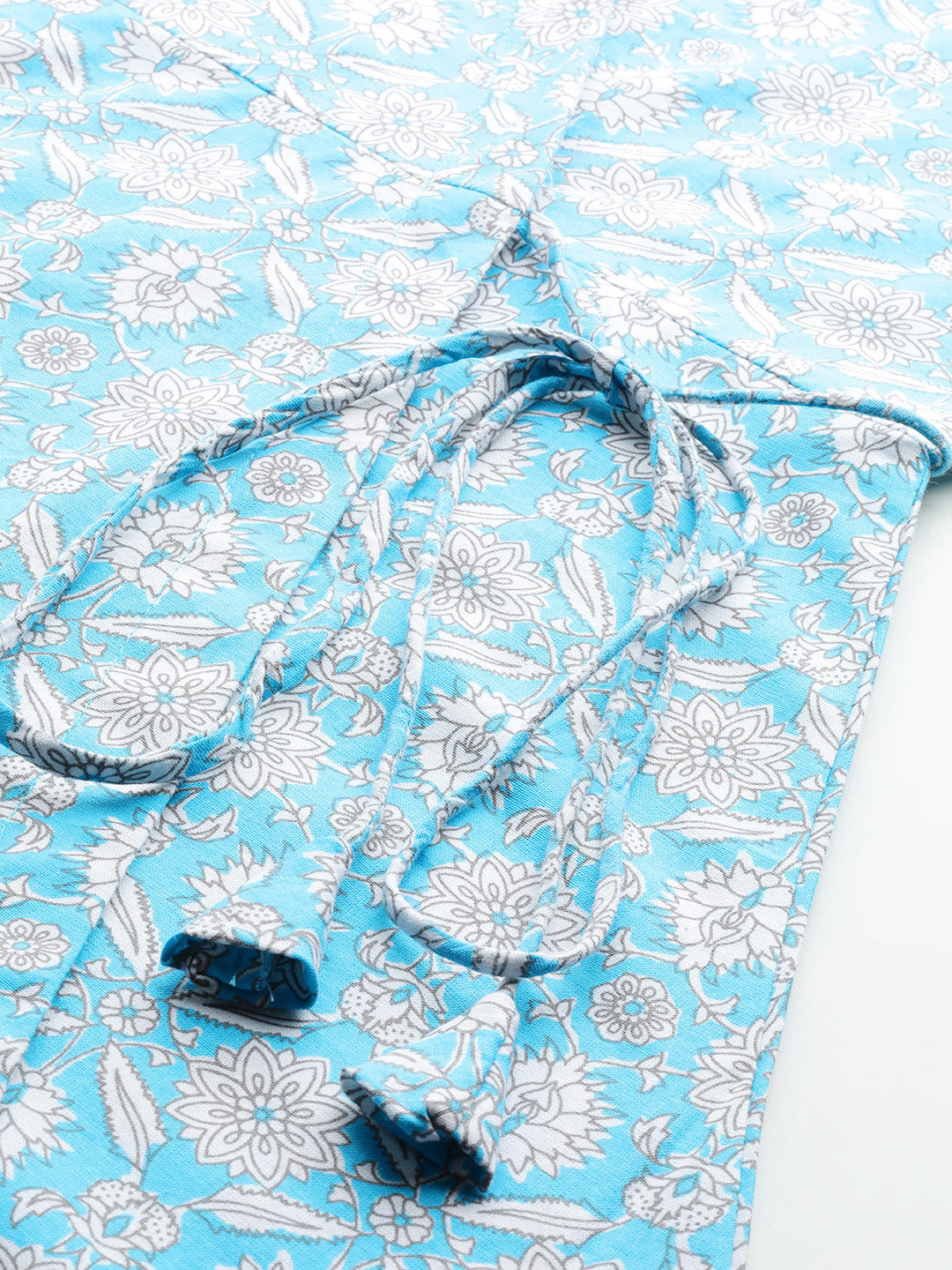 Floral Print Angrakha 3\4 Sleeves Flared Kurti FRKT6472