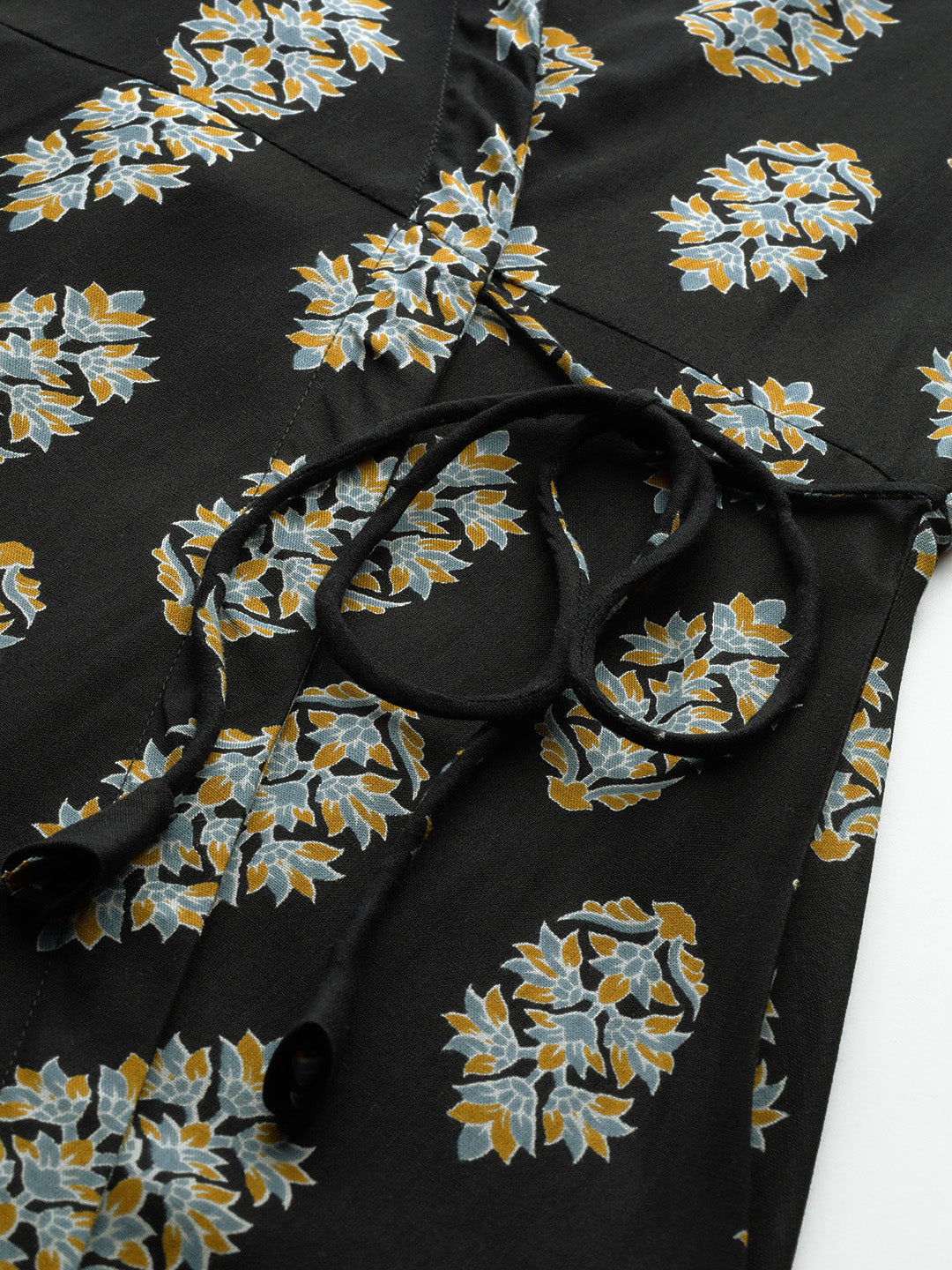 Floral Print Angrakha 3\4 Sleeves Flared Kurti FRKT6473