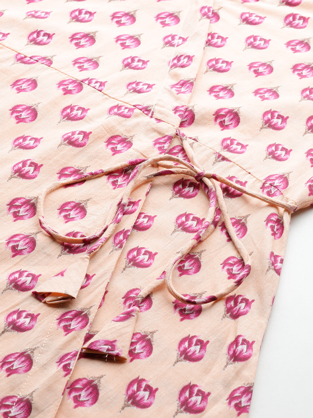 Floral Print Angrakha 3\4 Sleeves Flared Kurti FRKT6483