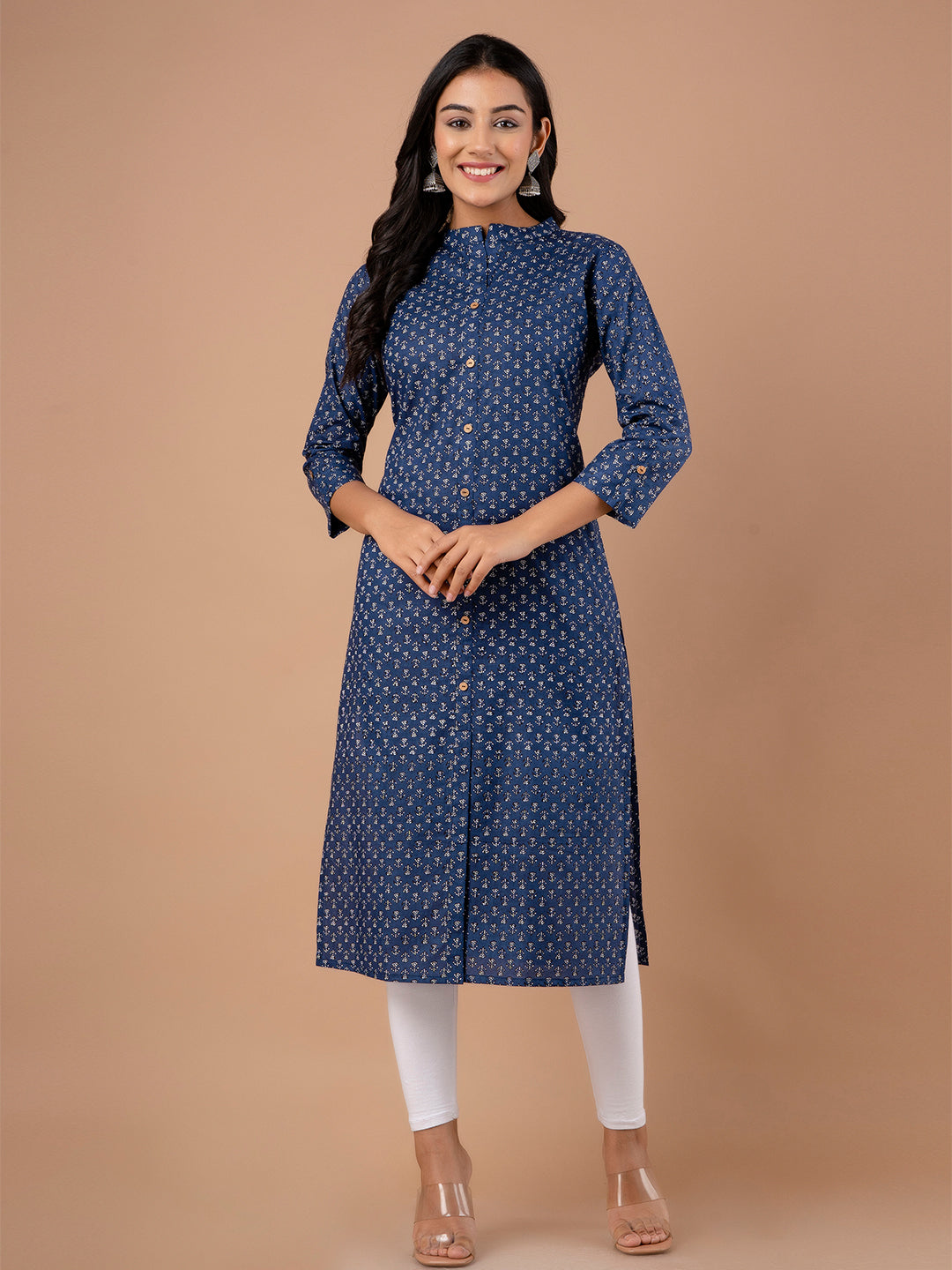 Ethnic Motifs Block Print Cotton Kurta FRKT6118