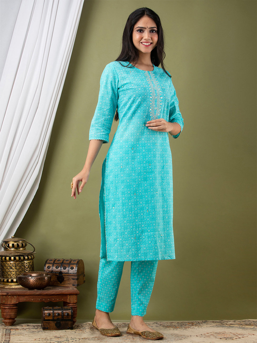 Women Kurta Pant Dupatta Set FRKT6731