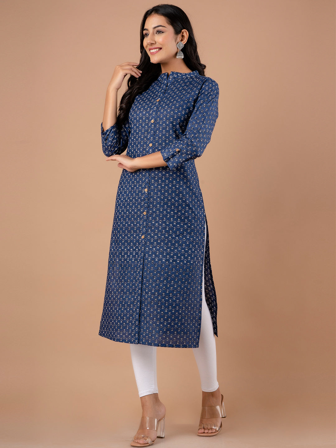 Ethnic Motifs Block Print Cotton Kurta FRKT6118