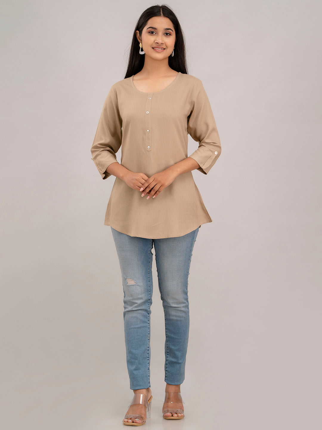 Feranoid Plain short kurti Rayon Sia FRKT6383