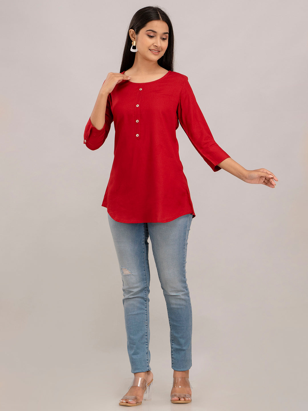 Feranoid Plain short kurti Rayon Sia FRKT6385