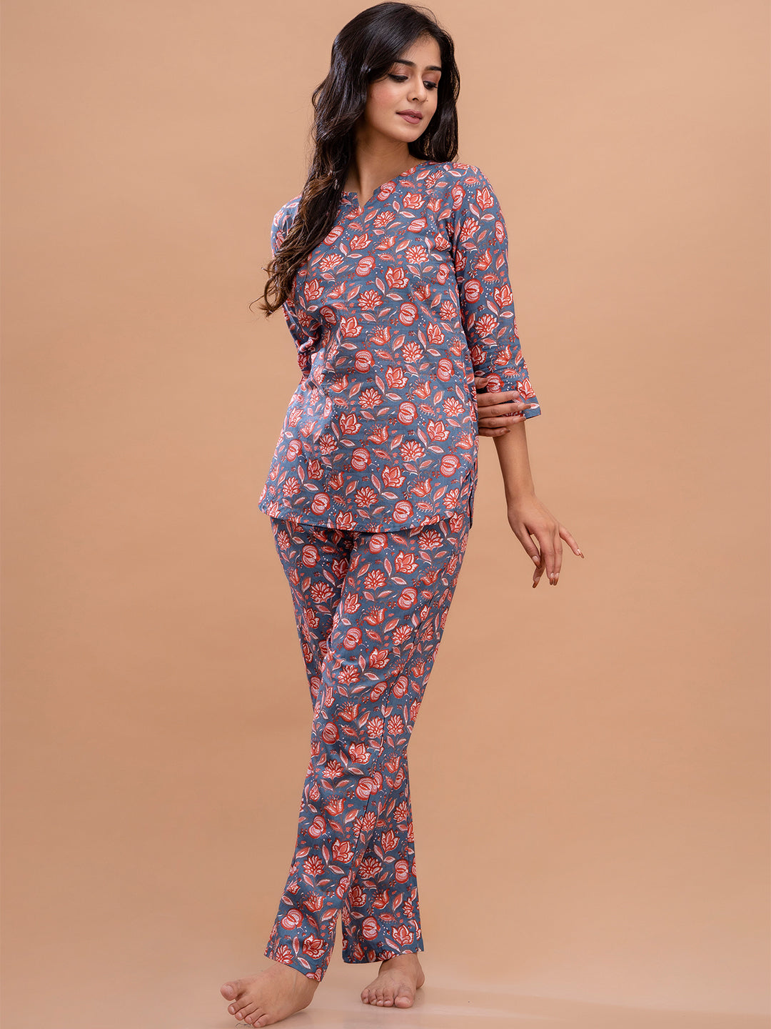 Floral Printed Pure Cotton Night Suits FRLW9024