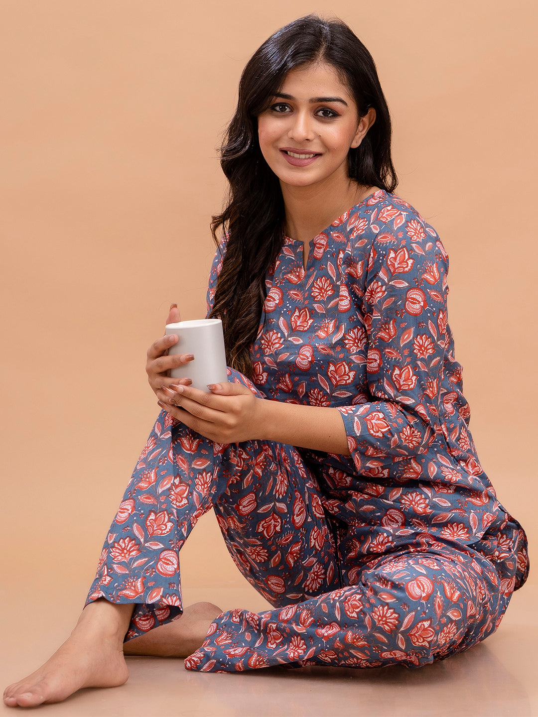 Floral Printed Pure Cotton Night Suits FRLW9024
