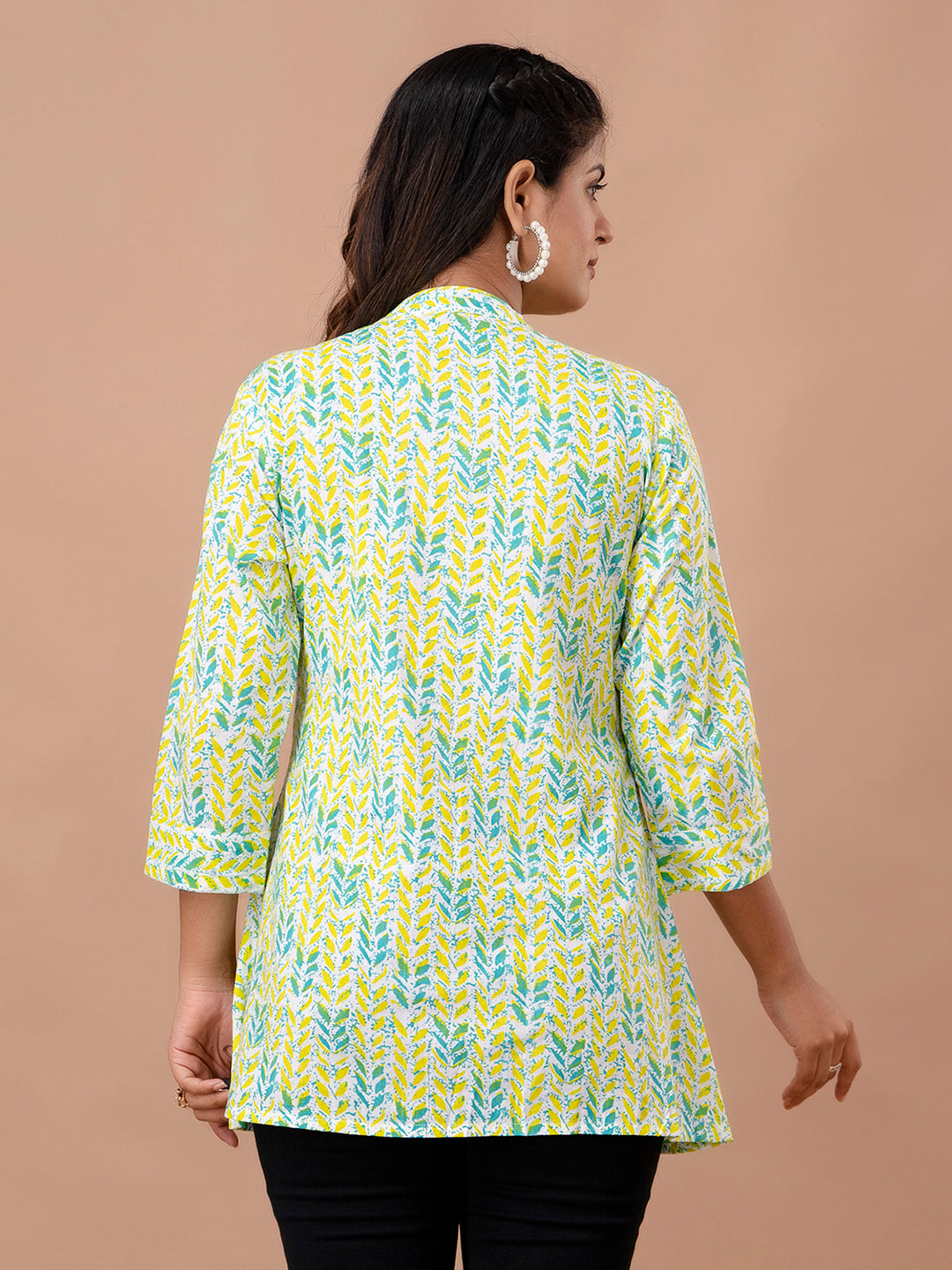 Floral Printed Pure Cotton Pleated A-Line Kurti FRKT6237